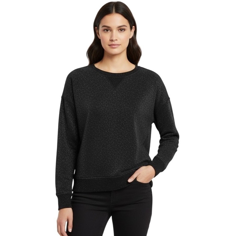 American Eagle Outfitters Black Silver Sparkle Sweatshirt Pullover Women Small